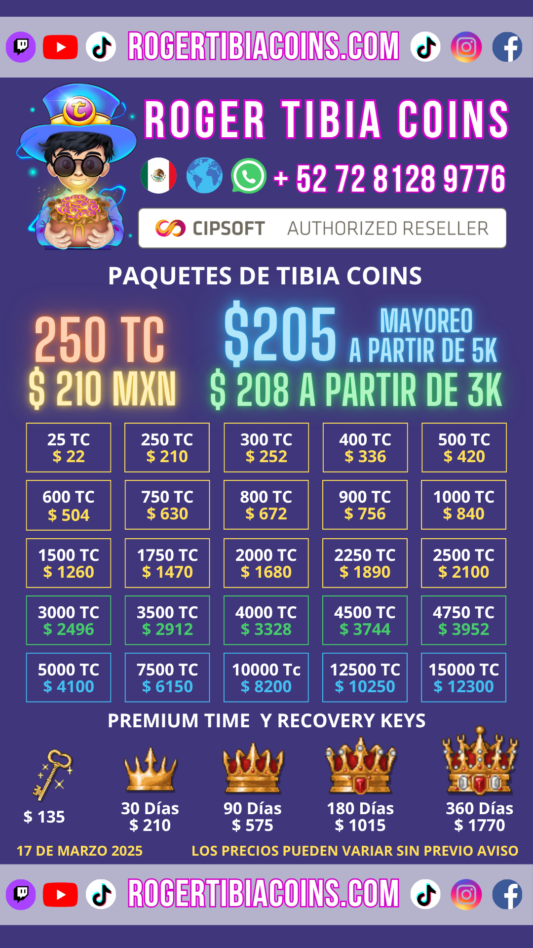 ROGER TIBIA COINS