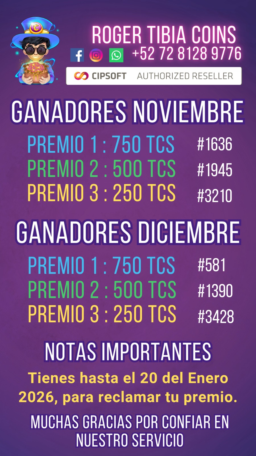 ROGER TIBIA COINS SORTEO